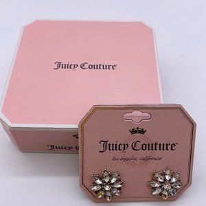 Juicy Couture boxed heart bangle bracelet/rhinestone daisy earrings still carded
